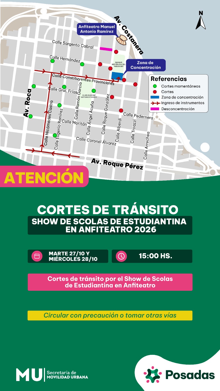 <p>Informan los cortes de tránsito por el Show de Scolas de la Estudiantina</p>